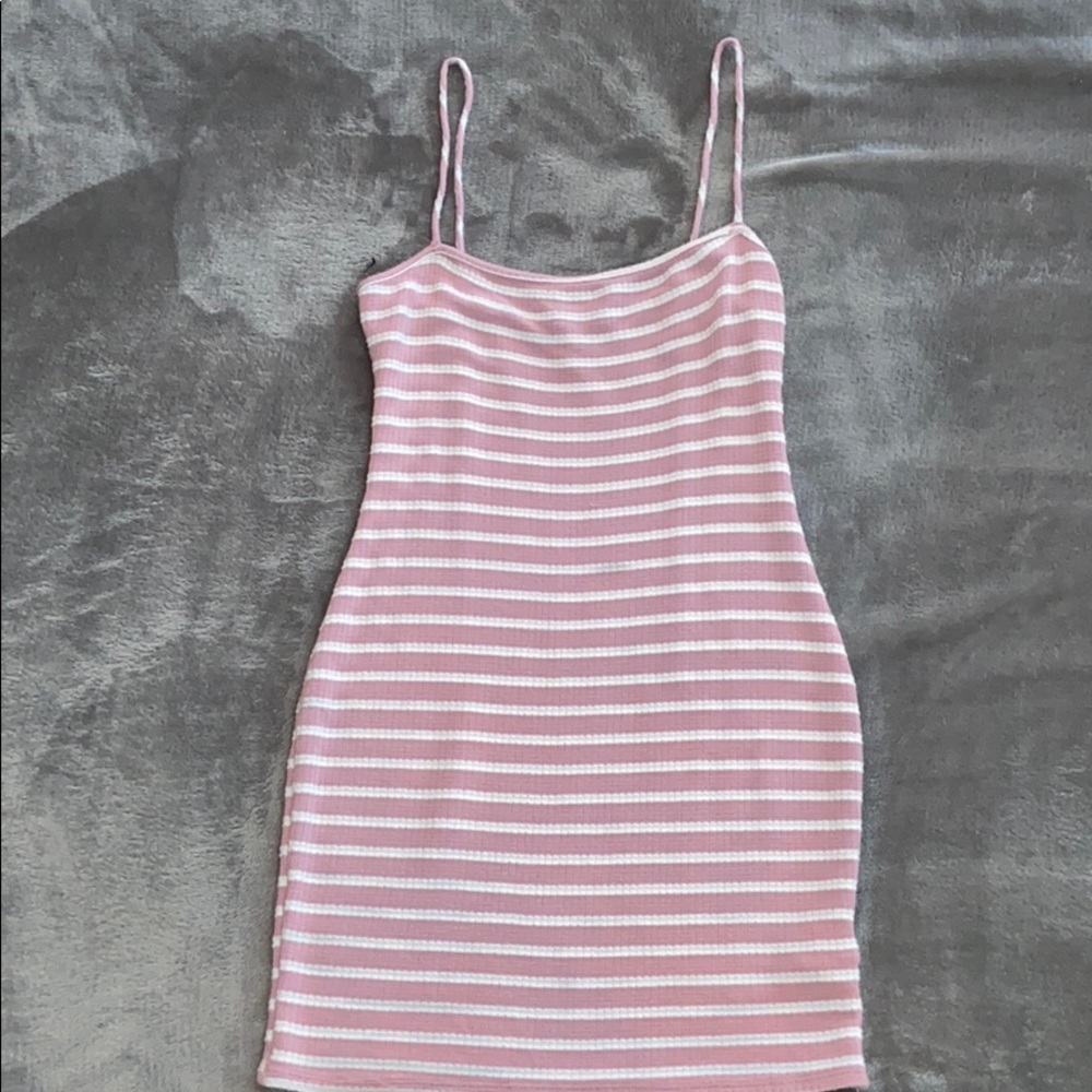 Pink and white ribbed dress